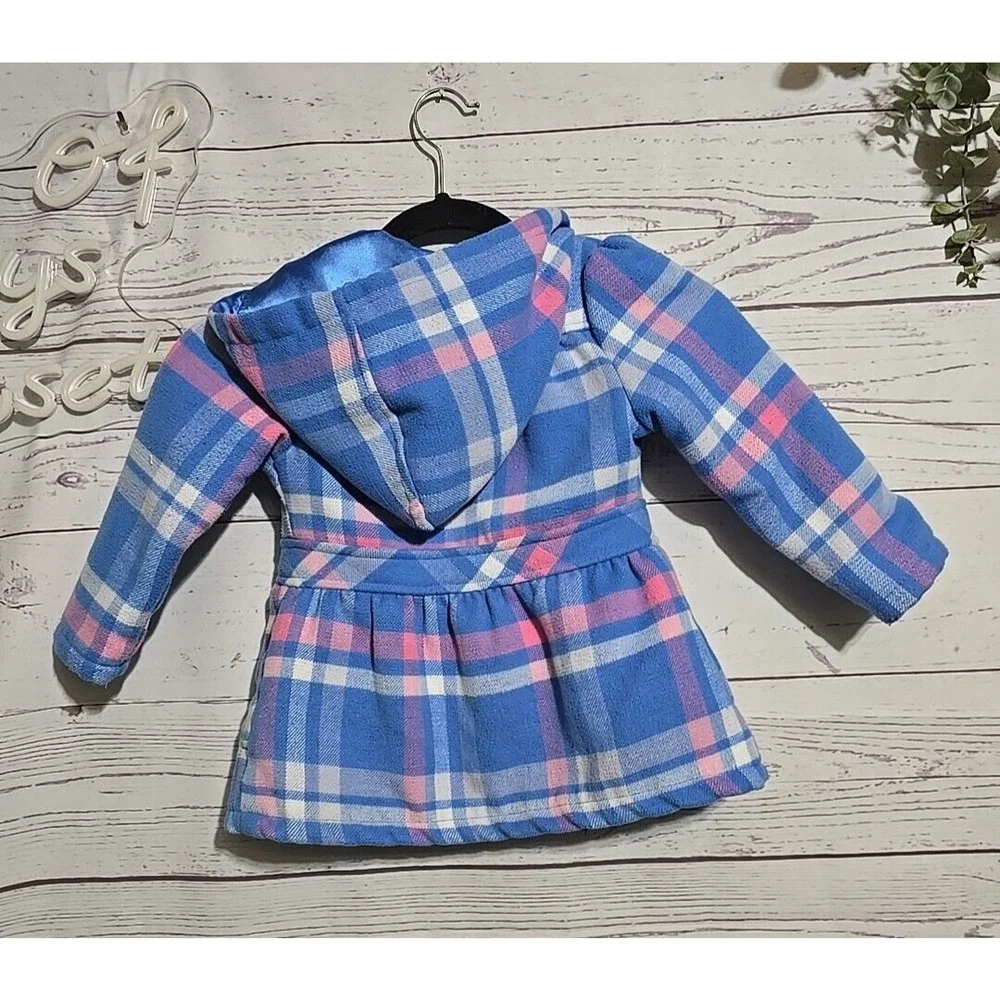 Disney Princess Blue Plaid‎ Cinderella Fleece Hoodie Jacket Kids Girls Size 3T